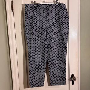 Talbots Navy and White Geometric Pull-On Pants